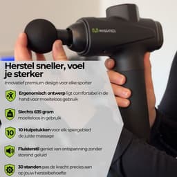 Massatico Massage Gun Premium – Professioneel Massage Apparaat – Massageapparaat Massagegun – Massage Pistool – 10 Opzetstukken – 30 Snelheden – Met Luxe Koffer – Zwart — thumbnail 3