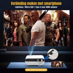 SCH® Draagbare beamer - Beamer - Projector - Mini Beamer - Wit - 24cm x 10cm x 21cm — thumbnail 5