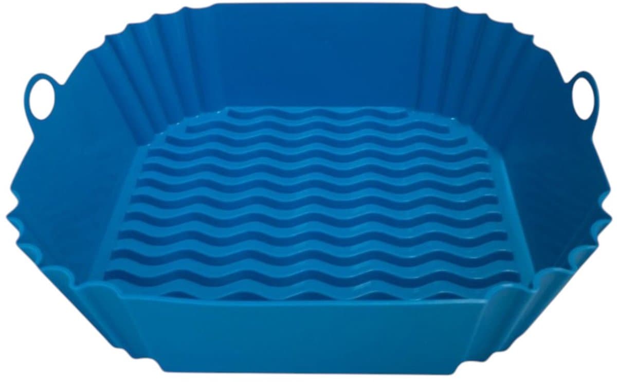 HipWare - Airfryer Siliconen mandje - Antiaanbaklaag - Vaatwasserbestendig - Vierkant - Blauw — afbeelding 1