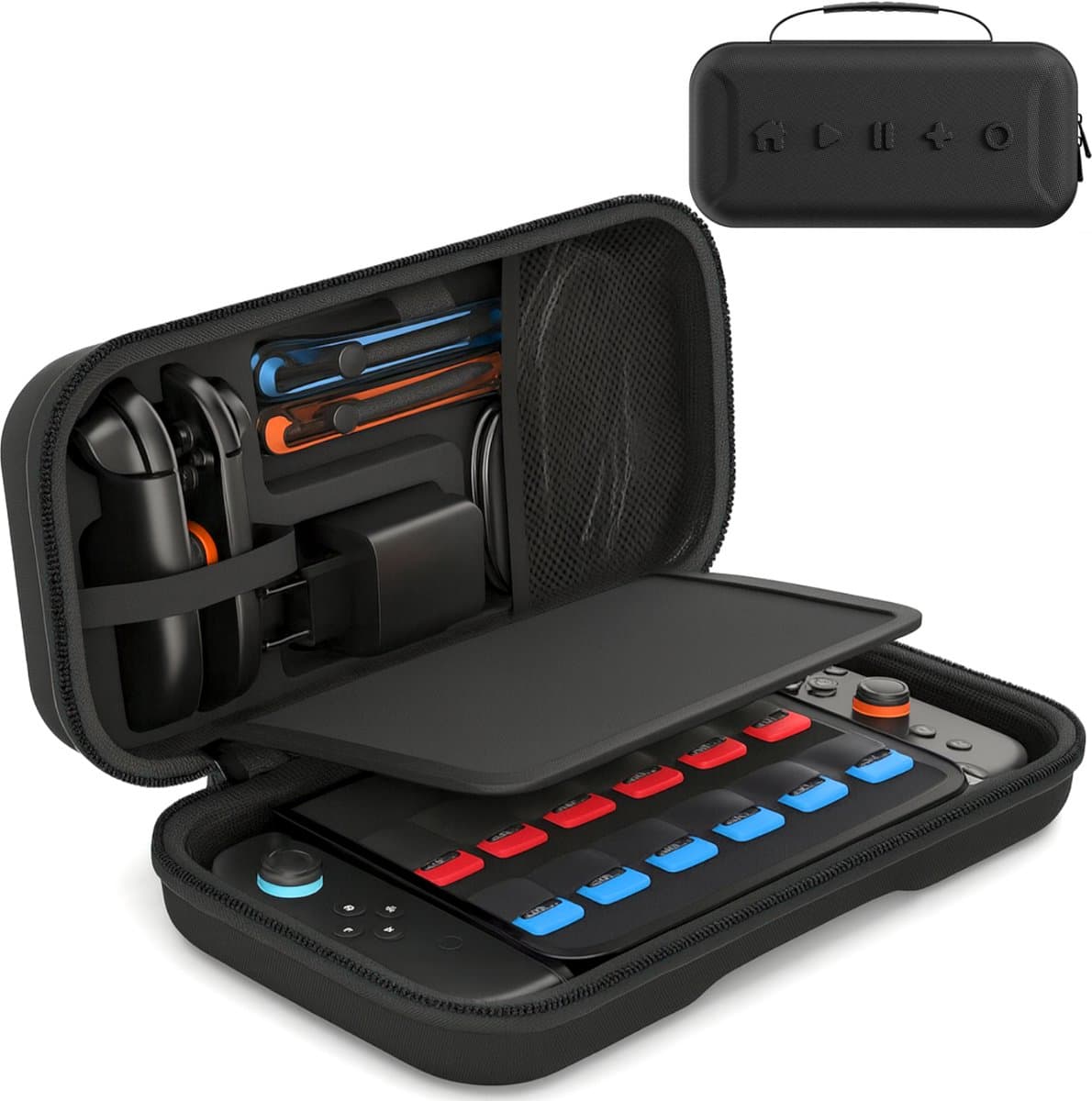 Sounix Case Geschikt voor Nintendo Switch 2 - Ingebouwde standaard - Hoesje Geschikt voor Switch 2 - Beschermhoes - Opbergtas - Zwart — afbeelding 1