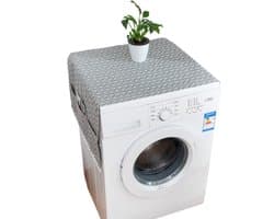 Mmgoqqt Wasmachine Droger Dop - Met Zakken - Grijs Geometrisch Apparaatdoek - 55*130 Cm - Geschikt Voor Huis Keuken Wasmachine Koelkast - Enkele Deur