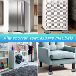 8-delige voetsteunen voor wasmachines - voor schokbestendigheid, bescherming tegen loopgeluiden en geluidsreductie - grijs — thumbnail 3