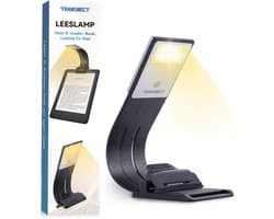 TRANSNECT Leeslamp - Draadloos USB Oplaadbaar Leeslampje Met Klem - 3 Lichtstanden - Flexibel - Leeslampje voor E-reader, Boek, Slaapkamer, Bed, E-reader, Kindel, Kobo, PC, Laptop - Inclusief USB kabel - Zwart