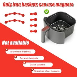 2 Sets Airfryer Silicone Magnetic Buckles, Red Magnets to Hold Paper Trays in Place Airfryer Accessories for Heat Resistance and Preventing Paper Burning — thumbnail 12
