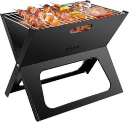 SMH LINE® Opvouwbaar Houtskool Barbecue - Draagbaar BBQ - Draagbare Camping Grill - 45 x30x35cm - RVS - Incl. Roosters — thumbnail 1