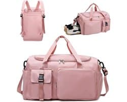 Reistas - 42L - Handbagage Tas - Grote capaciteit - Handbagage Weekendtas voor Dames en Heren - Vliegtuigtas - Handbagage Vliegtuig - Sporttas - Laptop sleeve - Rugzak - Backpack - Rugtas - Voor reizen, sport, fitness - Roze