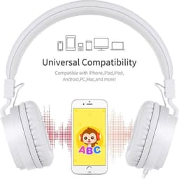iPad Koptelefoon Kinderen - Hoofdtelefoon Kids Verstelbaar - On-Ear Volumebegrenzing - Wit — thumbnail 5