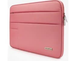 Tech Supplies | Soft Sleeve met extra accessoiresvakken voor de Apple Macbook Air / Pro (Retina) 14" - 14 Inch Laptop Case - Ook geschik voor overige merken - Bescherming Cover Hoes - Roze