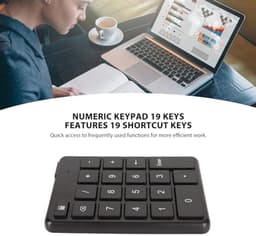 Wireless Number Pad, Bluetooth Number Pad, External Portable Smart Financial Accounting Number Keyboard with 19 Keys, for Laptop Desktop Notebook, For Business Office Travel — thumbnail 5