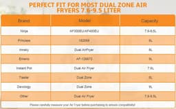 Fubzz Dual Zone Luchtfriteuse Accessoires - 13 delige set - Voor Ninja AF300EU AF400EU Princess Innsky Emerio Devology - 7.6L-9.5L - BPA vrij — thumbnail 8