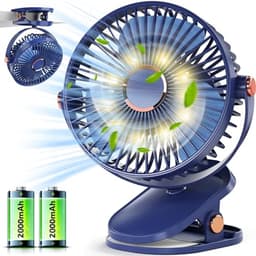 USB Tafelventilator met Clip en LED Licht - Draagbare Bureauventilator met 4000 mAh Accu voor Stil Gebruik in Slaapkamer en Kantoor — thumbnail 2