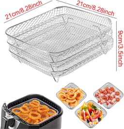 Airfryer bakrooster metaal vierkant / rond / rechthoekig ovengrill airfryer accessoires, Geschikt voorCosori, Instant Vortex, Gourmia, Foodi — thumbnail 1