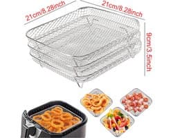 Airfryer bakrooster metaal vierkant / rond / rechthoekig ovengrill airfryer accessoires, Geschikt voorCosori, Instant Vortex, Gourmia, Foodi