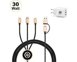 AV 5 in 1 Multikabel en 30 Watt Snellader Travelpack - Quickcharger - Oplader - Fastcharger