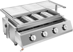 Paco Goederen® 4-branders BBQ-propaangasgril - Roestvrij Staal - Draagbare LPG - Tafelmodel - In Hoogte Verstelbare Gasgrill- Tuin Terras Balkon Camping - Afneembare rookloze barbecuegrill - Snelle opwarming — thumbnail 1