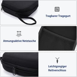 Draagbare Reishoes voor Draadloze Koptelefoon - Beschermtas met Ritssluiting en Binnenvak - Voor Over-Ear Hoofdtelefoons - Zwart — thumbnail 4