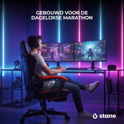 Stane Verstelbare Ergonomische Gamestoel met Voetsteun - Bureaustoel Gaming chair - Game Stoel Rood/Zwart — thumbnail 4