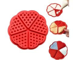 Vorm - wafelvorm - anti aanbak siliconen vorm - hartvormige pannenkoekenvorm - bakgereedschap - bak vijf koekjes tegelijk - geschikt voor airfryer, oven, magnetron (17,5*1,5cm - rood)