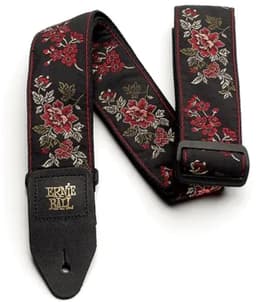 Ernie Ball Classic Jacquard - Gitaarriem - Red Rose - Polypropeen - Leren Uiteinden - Verstelbaar 104-182 cm - Breedte 5 cm — thumbnail 2