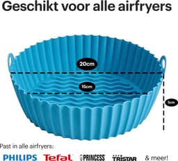 HipWare - Airfryer Siliconen mandje - Antiaanbaklaag - Vaatwasserbestendig - Rond - Blauw — thumbnail 4