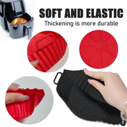 Daity 2-delige Airfryer siliconen bakvorm, 8-inch Airfryer mand voering, siliconen bakvorm, geschikt voor Airfryer oven herbruikbare bakvormen oven accessoires (rood + zwart) — thumbnail 6