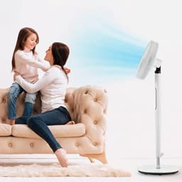 Stille Staande Ventilator met Afstandsbediening - Digitale Motor, Laag Stroomverbruik, 9 Luchtstroomsnelheden, 120 Graden Oscillatie — thumbnail 2