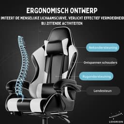 Lexorion Gaming Stoel – Ergonomische Gaming Chair – Inclusief Gratis RGB Gamingmuis Cadeau – Verstelbaar – Lederen Gamestoel – 136 kg – Roze– Bureaustoel — thumbnail 4