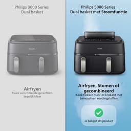 Philips 5000 Series Dual Basket Airfryer - NA551/00 - Stoomfunctie - Dubbele Mand - 9L - Tot 6 Personen — thumbnail 14