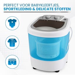 Vonia Mini Wasmachine - Kleine wasmachine - Met centrifuge en bovenlader - Wascapaciteit 2,6 kg - Energiezuinig - Wit/Blauw — thumbnail 5