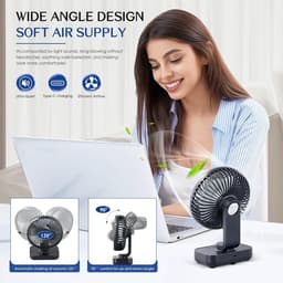 Tafelventilator met 4 Snelheden en Oscillatie – Draagbare USB-C Ventilator voor Thuis en Kantoor — thumbnail 5