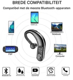 TuseRxln Bluetooth Headset - In-Ear Koptelefoon - Wireless Noise Canceling Handsfree Bellen voor Office Gebruik - 1 Stuk - Zwart — thumbnail 3