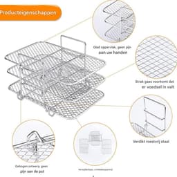 EXCITAT Dehydratorrek - Airfryergrill - RVS-grill - Multifunctioneel - Geschikt voor grillen en stomen — thumbnail 4