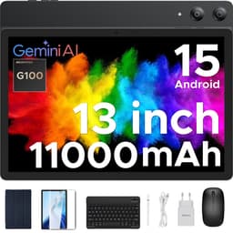 DOOGEE Tab E3 Pro Tablette avec Clavier Android 15 13"+90Hz Helio G100 Octa-Core,32GB RAM+256GB ROM 11000mAh Batterij Metalen Behuizing,Zwart — thumbnail 1