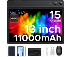 DOOGEE Tab E3 Pro Tablette avec Clavier Android 15 13"+90Hz Helio G100 Octa-Core,32GB RAM+256GB ROM 11000mAh Batterij Metalen Behuizing,Zwart