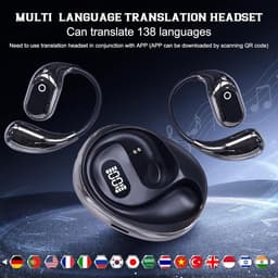 Draadloze Vertaalkoptelefoon - Bluetooth 5.0 - Realtime Vertaling 138 Talen - Noise Cancelling - 24u Accuduur - IPX5 Waterdicht - Compatibel met iOS & Android - Met Oplaadcase - Zwart — thumbnail 3