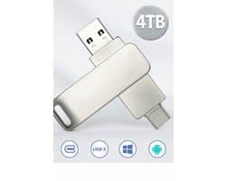 4TB usb flashdrive 2in 1 | USB-C Stick | externe oplag | Dual Geheugenstick | USB 3.1 | Plug & Play | Universeel | Geschikt voor smartphones, laptop, tablets, PC en meer partybox |mobile |Extra opslagruimte,samsung android