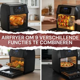 Royal Swiss® Airfryer Oven 12L XXL – Heteluchtfriteuse – 1800W – 8 Programma’s – Inclusief Accessoires – 80–200°C – RVS/Zwart — thumbnail 5