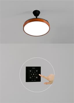 CREATE - Plafondventilator 40W stil met intrekbare bladen met licht - Ø108cm - Zwart / Donker hout - Controller voor wandmontage + afstandsbediening - WIND CLEAR STUDIO — thumbnail 5