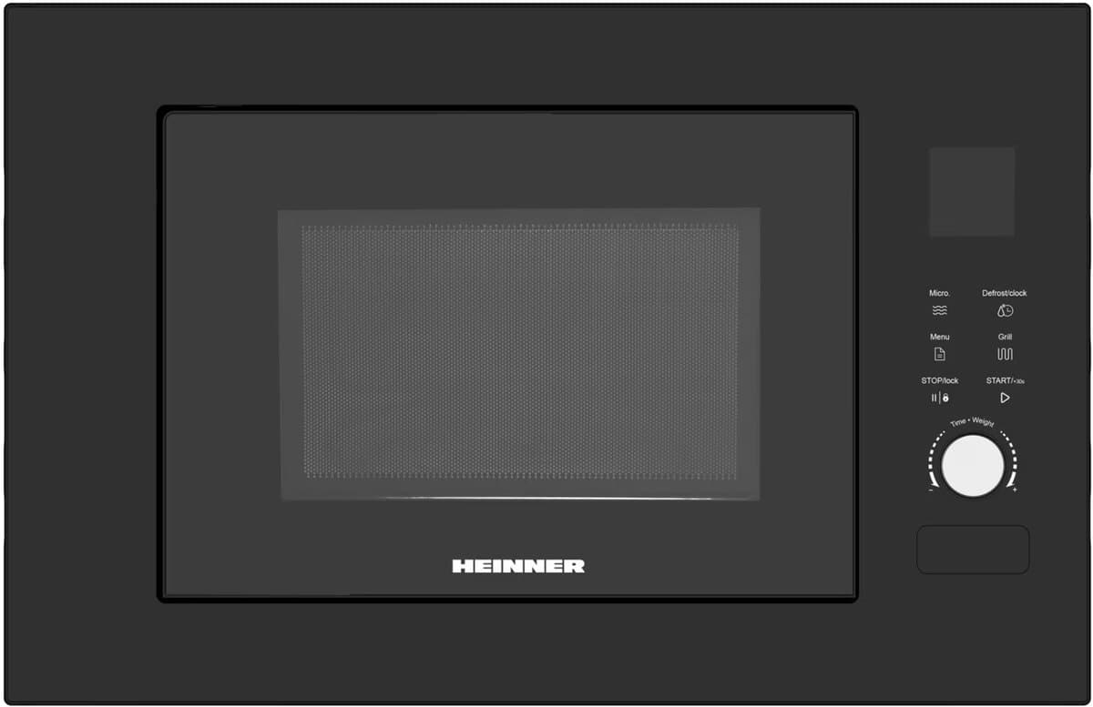 Heinner Inbouw Magnetron 23L – 800W Magnetron – Grill 1000 W –5 Vermogensstanden – LED Display – Kinderslot –Timer – Zwart — afbeelding 1