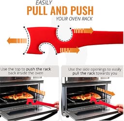 Siliconen ovenrek duw- en trekgereedschap met langere handgreep - planktrekker voor airfryer - broodrooster en oven - stok met haakgereedschap - voor kleine keukenapparaten coole keukengadgets en accessoires - 1 stuk(rood groot) — thumbnail 3