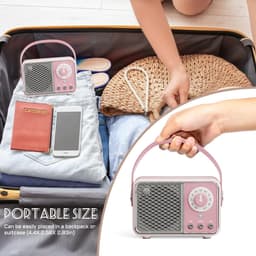 Verbeterde retro Bluetooth-luidspreker, vintage radio met ouderwetse klassieke stijl, Bluetooth 5.1 draadloze verbinding, ondersteuning TF-kaart, U-schijf en AUX-audio-ingang (oranje) — thumbnail 3