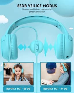 StayPowered Kinderheadset - Veilige, Comfortabele en Duurzame Hoofdtelefoon met Volumebegrenzing! - Compact Design - Hoogwaardige Geluid - HD Microfoon - Ingebouwde Volumebegrenzer - Opvouwbaar - Blauw- Levering Sneller dan Aangegeven! — thumbnail 4