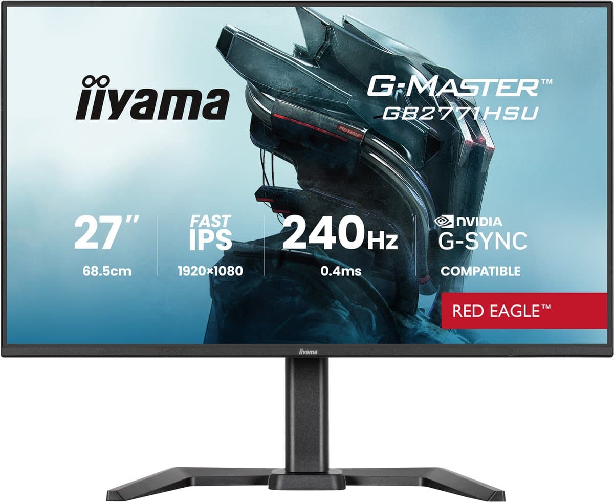 iiyama G-Master GB2771HSU-B1 Red Eagle - 27 inch - Full HD - IPS - 240 Hz - Verstelbaar - G-Sync compatible — afbeelding 1