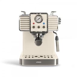 Livoo Espressomachine – 15 Bar – 1350W – 1,5L – RVS – Crème Retro Design — thumbnail 1