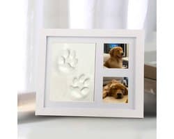 Daity Witte kleiprint fotolijst, hondenpootafdrukken, gipsen huisdieren, 22,5 x 27,5 cm, puppy- en kittenafdrukken