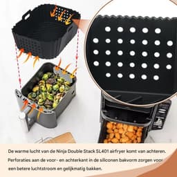 TOVBMUP Airfryer-accessoires - Geschikt voor de Ninja SL401 Double Stack Airfryer - Ook geschikt voor de Ninja DZ201/Dz401/DZ550 en andere Dual Airfryer - Siliconen mal - Airfryer siliconen bakplaatinzetstuk — thumbnail 3