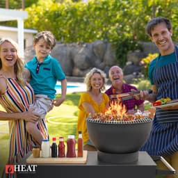 HEAT Buitenkeuken Trolley Zwart – Vuurschaal 60 cm - Mobiele BBQ & Plancha met Snijplank – 117x46x106 cm — thumbnail 2