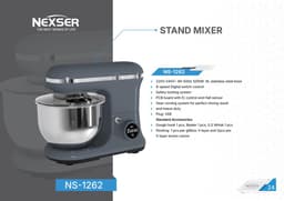 6L Professionele Stand Mixer – 1200W Elektrische Deegmixer met RVS Mengkom – 6 Snelheden voor Brood, Taart & Beslag — thumbnail 2