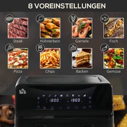 HOMCOM-Heißluftfritteuse-Stahl, Kunststoff-38,5L x 38B x 30,5H cm-Schwarz — thumbnail 8