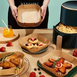 Livé® Airfryer Papiertjes 100 stuks – Anti-aanbak & Vetvrij – Voor Bakken & Grillen — thumbnail 5